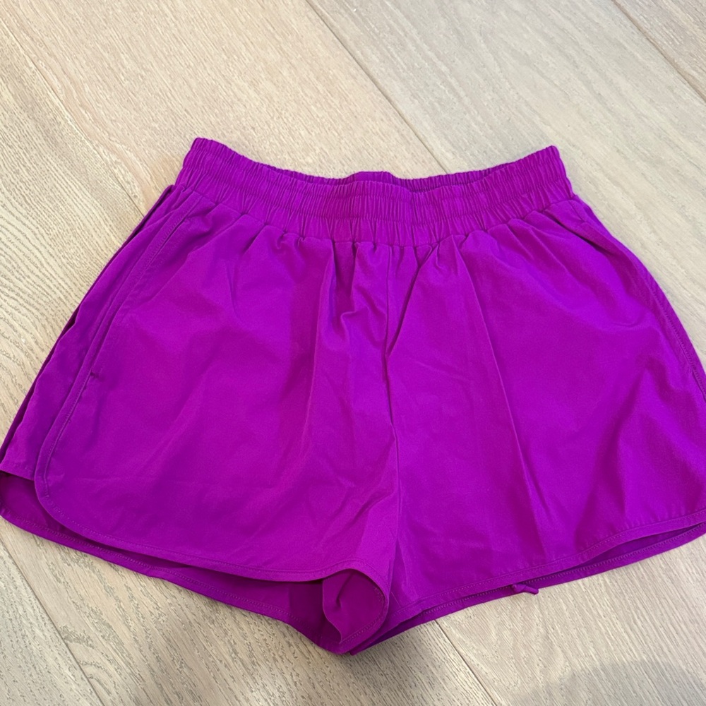 Women's Bright Magenta Athletic Shorts with Elastic Waist and Built In Briefs